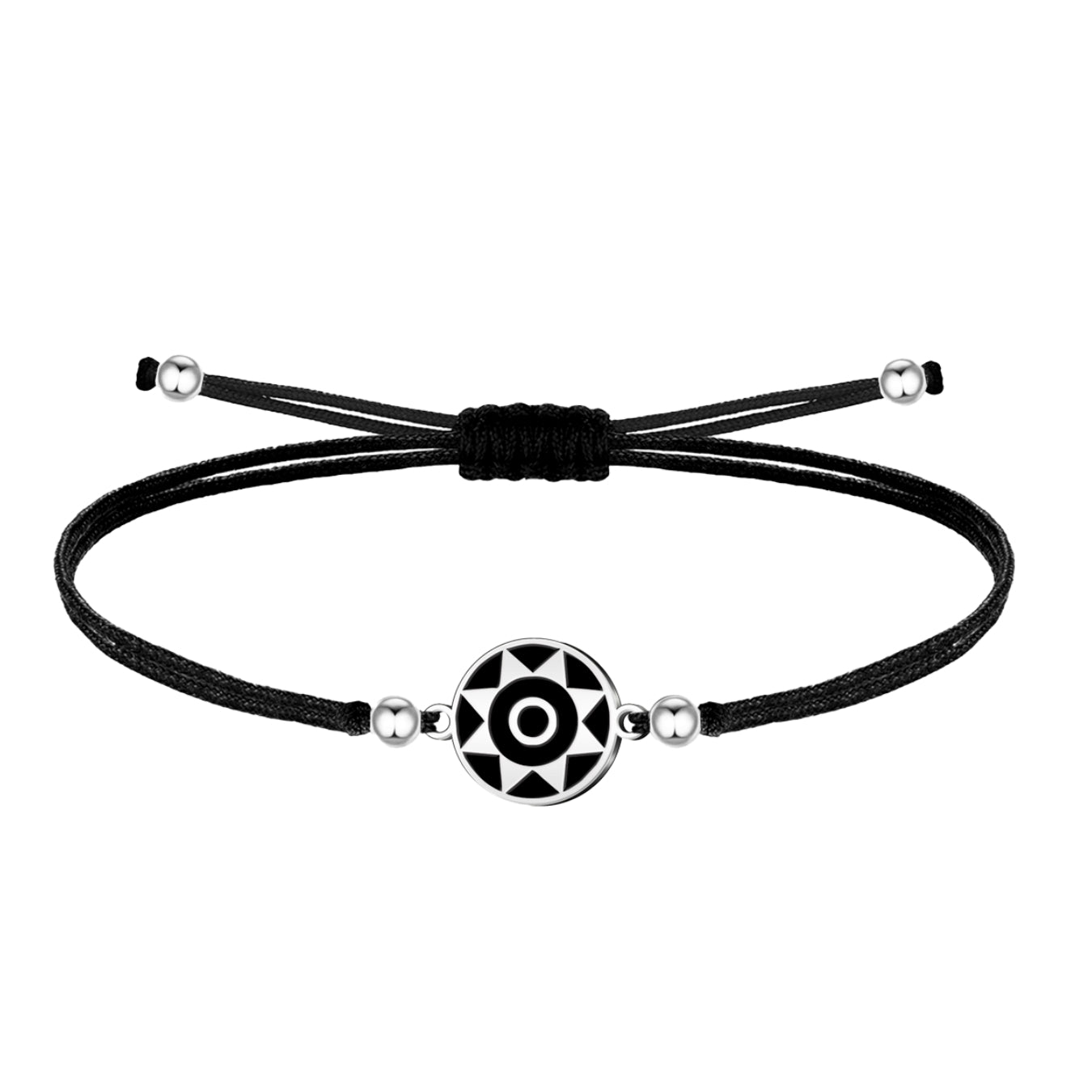 Pulsera Hilo Encerado con  Pintadera Canarias Acero Plateado