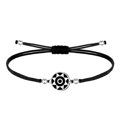 Pulsera Hilo Encerado con  Pintadera Canarias Acero Plateado