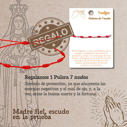 Pulsera 7 nudos con Virgen de la Victoria Acero Dorado