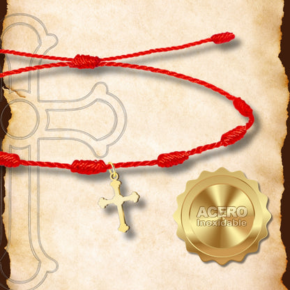 Pulsera 7 nudos con colgante Cruz de Liébana