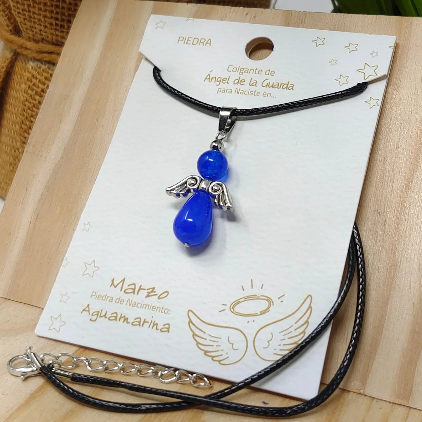 Colgante Ángel de la Guarda en Aguamarina - cotigo