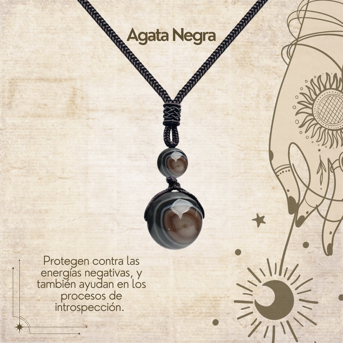 Colgante de piedra natural 14 mm 🌈 ¡Hecho a mano y con significado único! 🔮 Cuerda ajustable 40–70 cm
