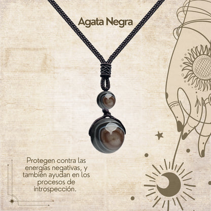 Colgante de piedra natural 14 mm 🌈 ¡Hecho a mano y con significado único! 🔮 Cuerda ajustable 40–70 cm