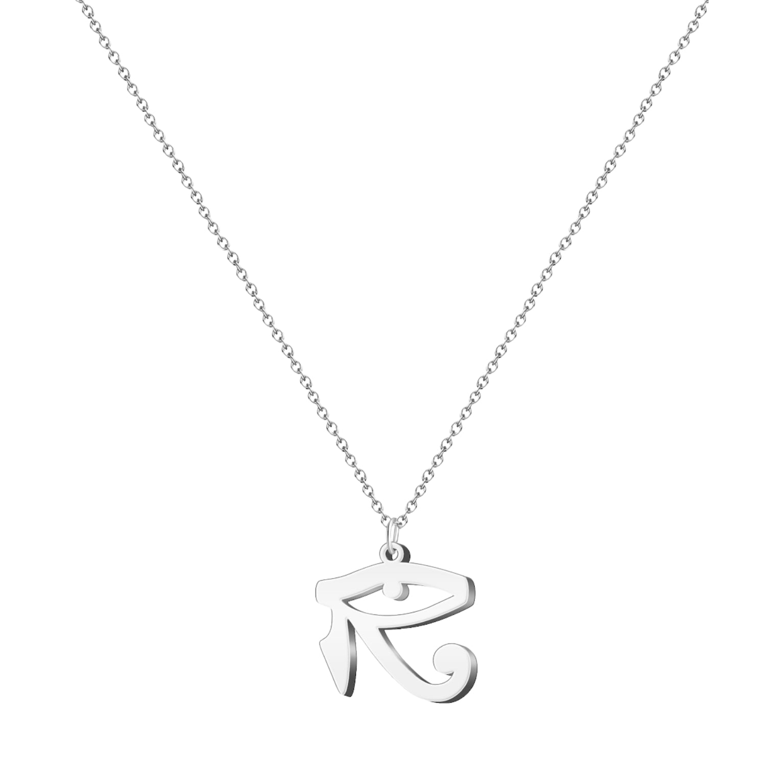Collar plateado con colgante del Ojo de Horus