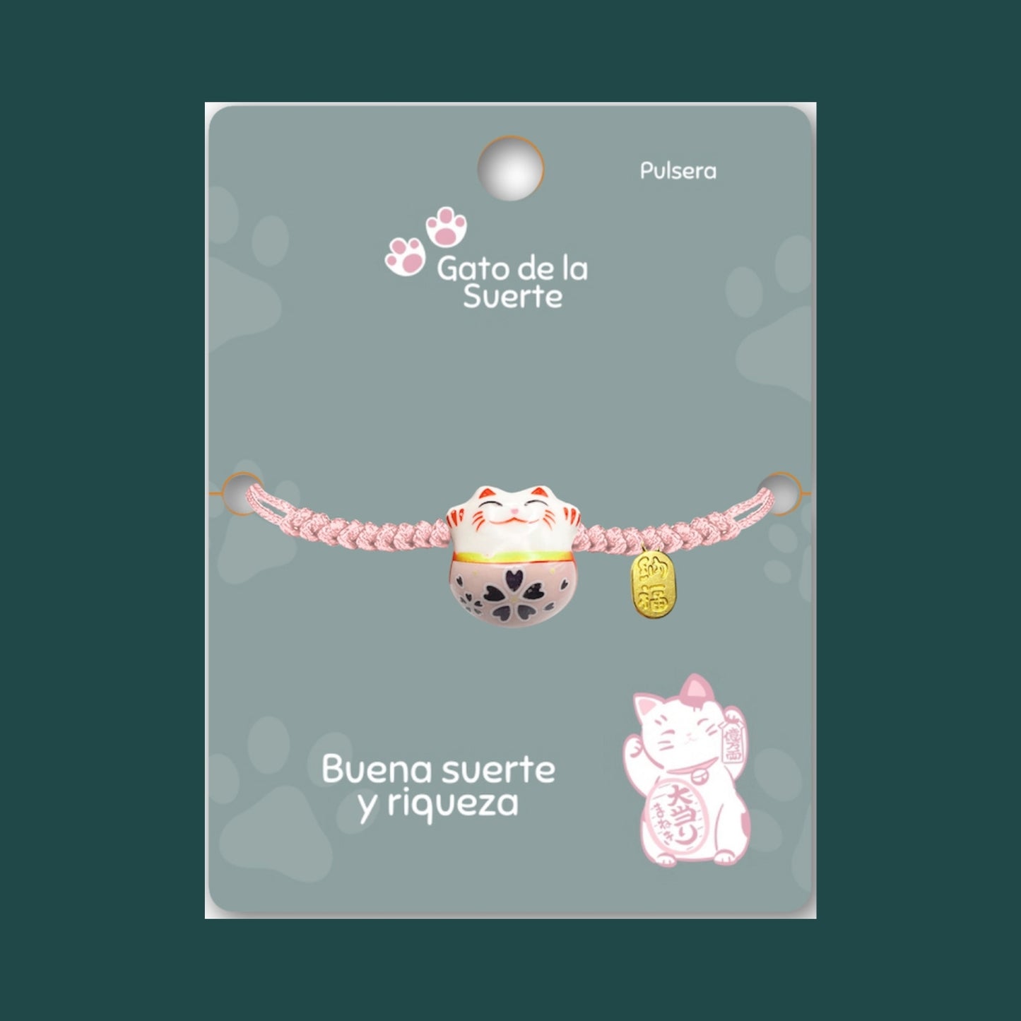 Pulsera Maneki-neko 🐱 |Pulsera Gato de la suerte| Amuleto de la suerte y protección | Hecha a mano con encanto oriental 💫