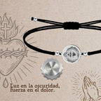 Pulsera Hilo Encerado con CORAZON DE JESUS color Plateado - cotigo