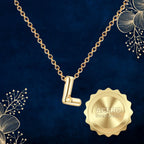 Collar Letra Inicial Estilo Globo Dorado 14K diseño