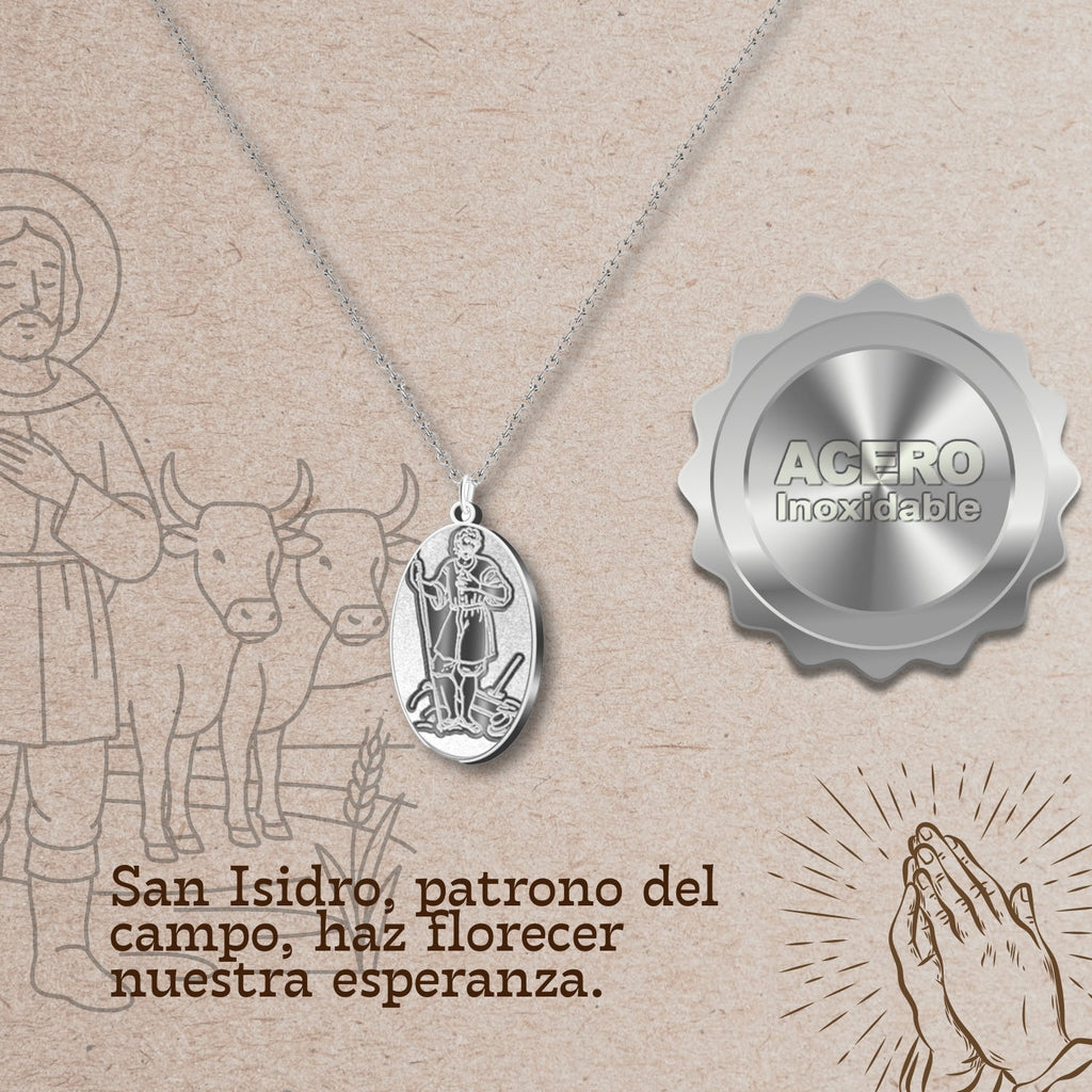 Colgante Medalla de San Isidro Labrador en Acero Inoxidable cotigo