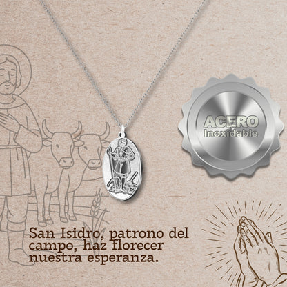 Pingente de Aço Dourado SAN ISIDRO LABRADOR