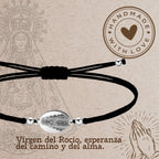 Pulsera Hilo Negro Virgen del Rocío Acero Plateado - cotigo