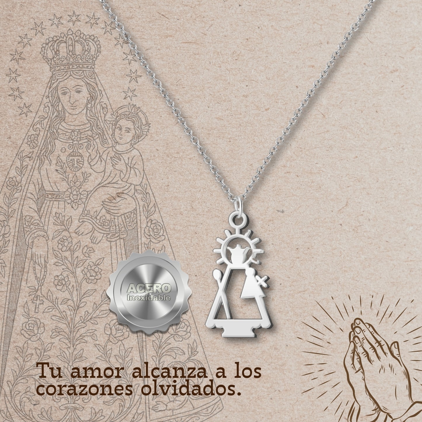 colgante Virgen de los desamparados Acero Plateado