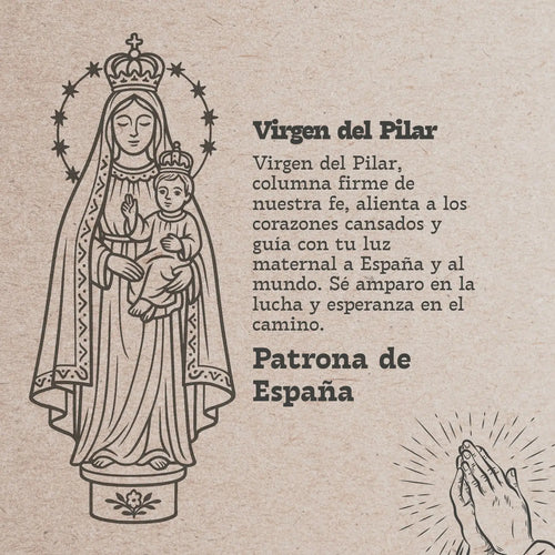 Pulsera Medalla de Virgen del Pilar con Hilo Encerado detalle