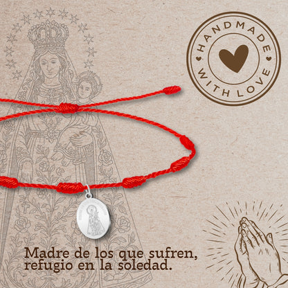 Pulsera 7 nudos con Virgen de los desamparados Acero Plateado