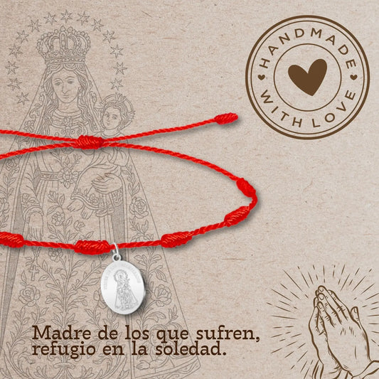 Pulsera 7 Nudos Medalla Virgen de los Desamparados Acero Plateado - cotigo