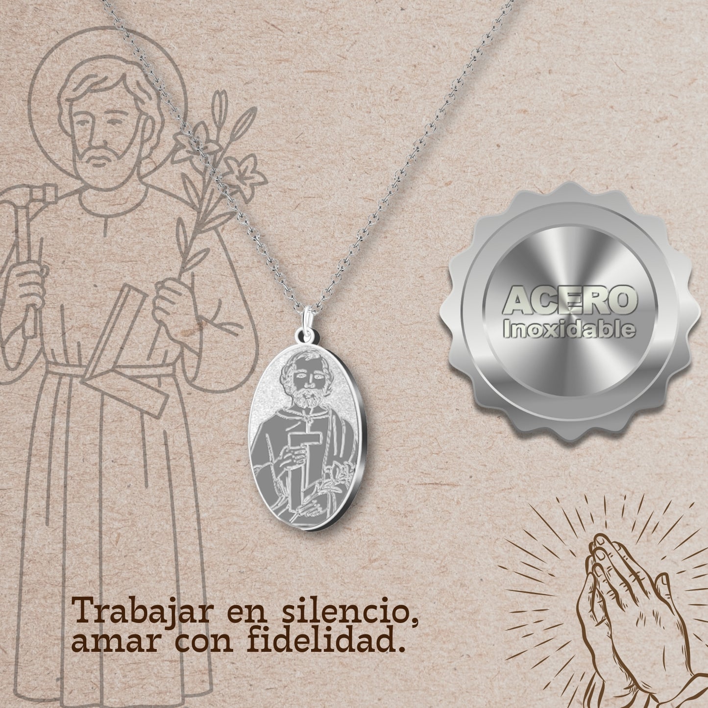 Pingente Aço SAN JOSE OBRERO Cor ouro