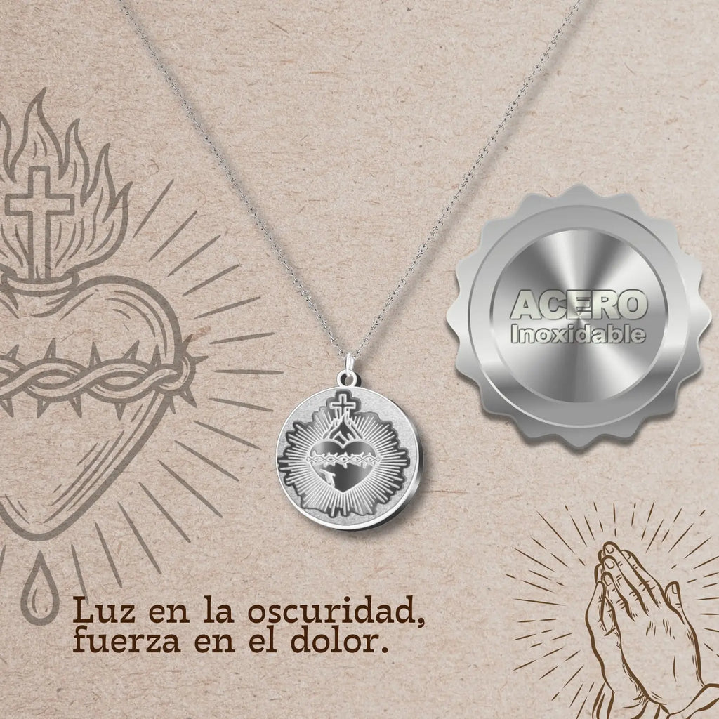 Colgante Acero CORAZON DE JESUS color Plateado - cotigo