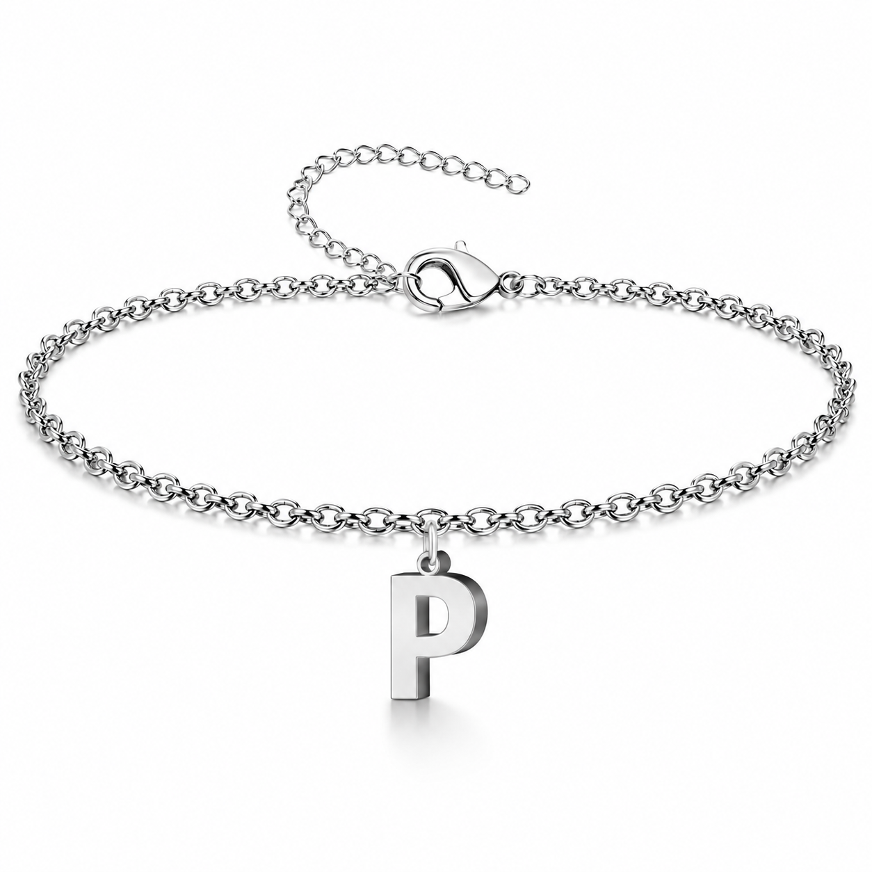 Pulsera con Colgante Letra Inicial en Acero