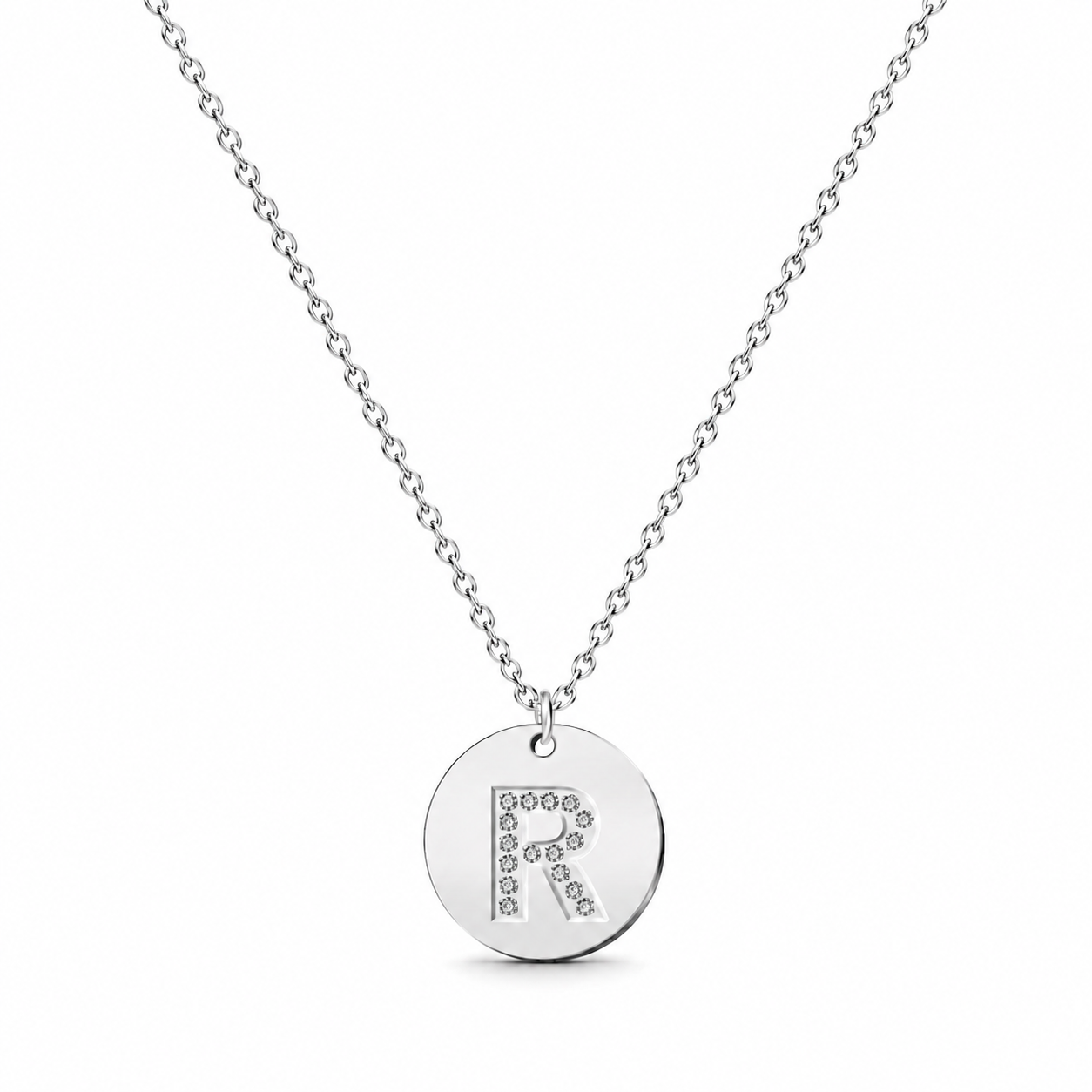 Collar Medalla de Letra Inicial con Circonitas