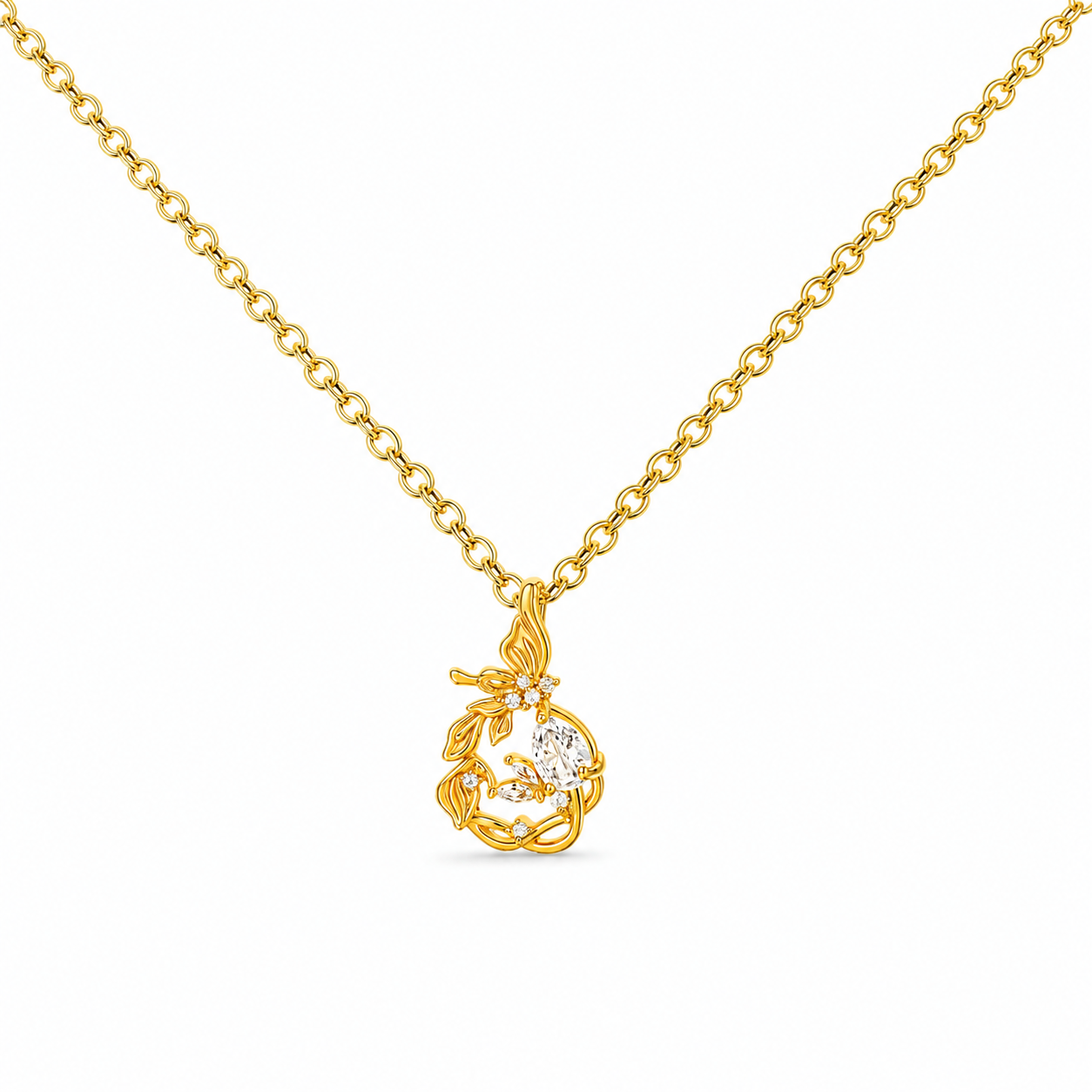 Colgante Floral y Cristal brillante