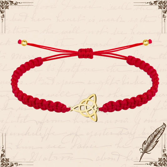 Pulsera Hilo Destino con Nudo de la Trinidad Acero Dorado