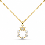 Colgante Estrella y Aro Bañado en Oro 14K con Circonitas