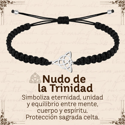 Pulsera Hilo Destino Hecho a Mano 🧵 con Amuleto de Suerte y Protección 🍀 en Acero Inoxidable 💎