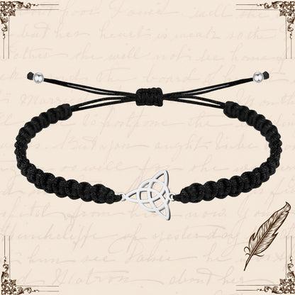 Pulsera Hilo Destino con Nudo de la Trinidad Acero Plateado