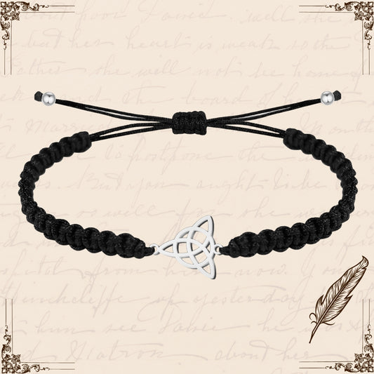 Pulsera Hilo Destino con Nudo de la Trinidad Acero Plateado