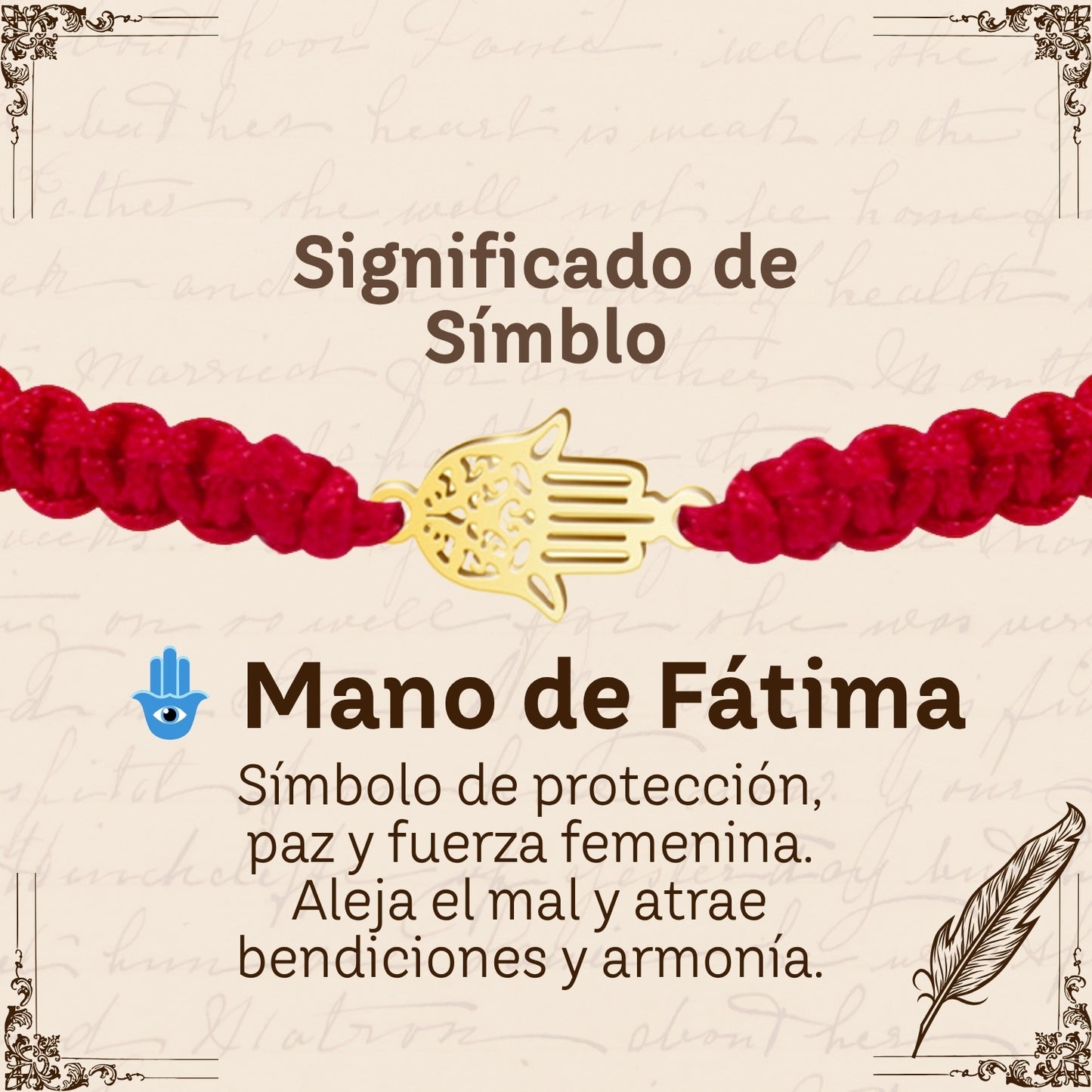 Pulsera Hilo Destino Rojo-Mano Fatima Dorado