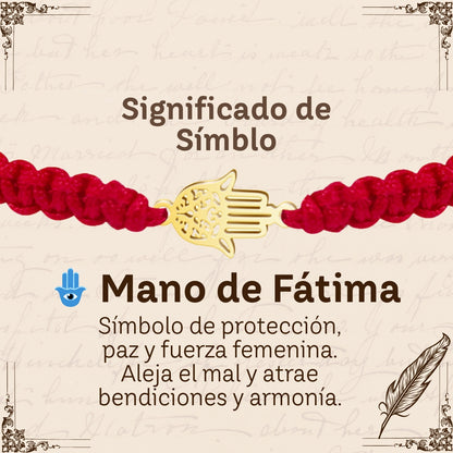 Pulsera Hilo Destino Rojo-Mano Fatima Dorado