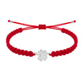 Pulsera Hilo Destino con Trébol en Acero Dorado