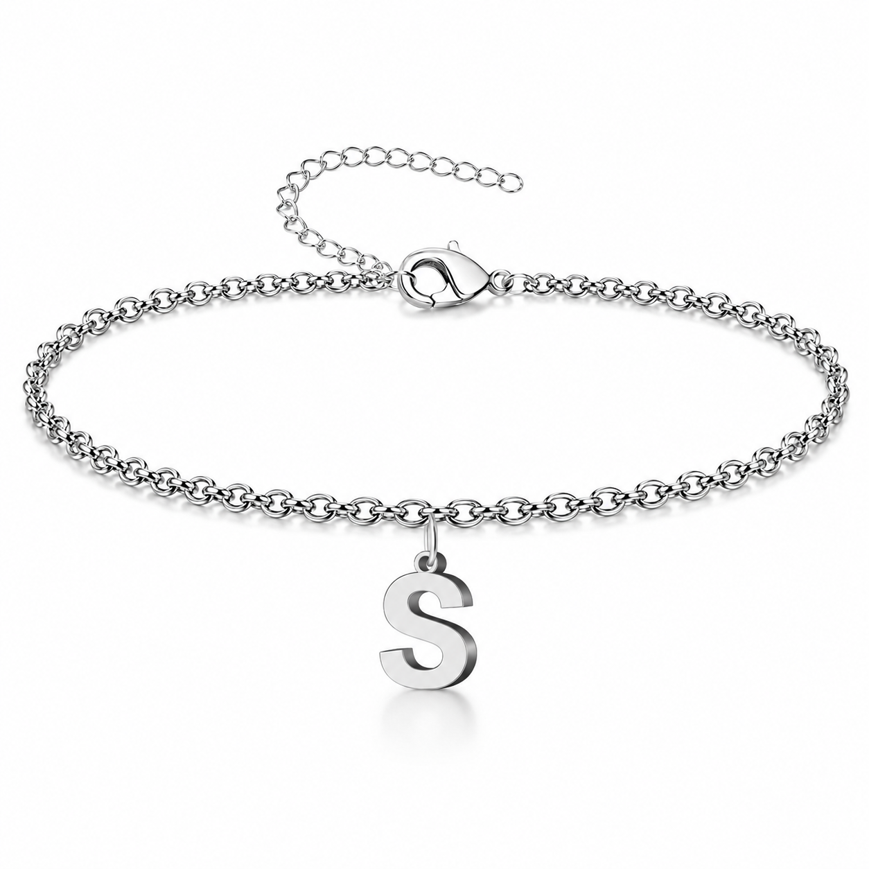 Pulsera con Colgante Letra Inicial en Acero