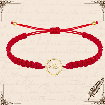 Pulsera Hilo Destino con Montaña Acero Dorado