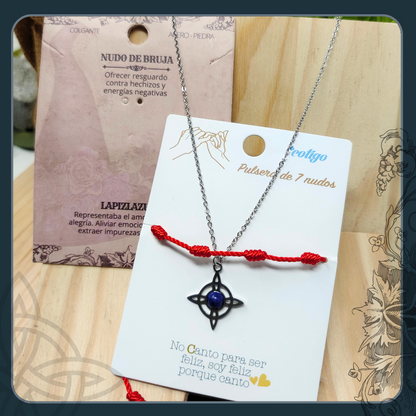 Colgante Nudo bruja Acero con Lapislazuli