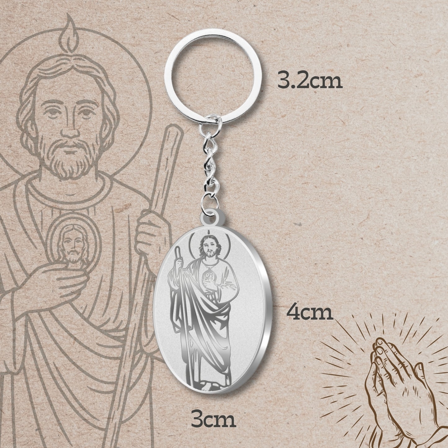 Chaveiro São Judas Tadeu Aço Inoxidável