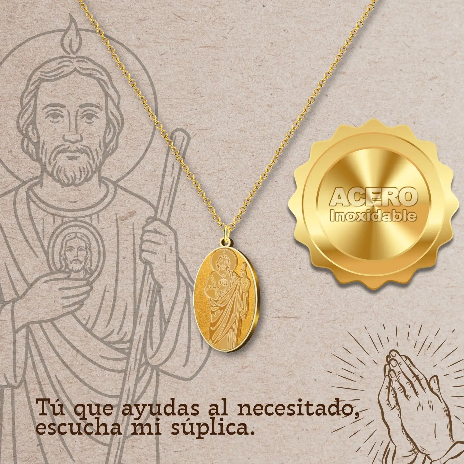 Colgante Acero SAN JUDAS TADEO color Dorado - cotigo