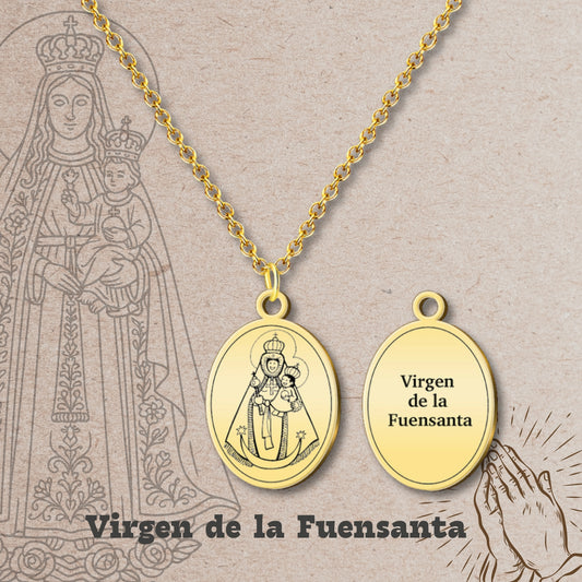 Colgante Virgen de la Fuensanta Acero Dorado