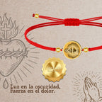Pulsera Hilo Encerado con CORAZON DE JESUS color Dorado - cotigo