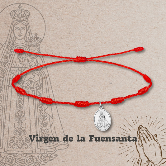 Pulsera 7 nudos con Virgen de la Fuensanta Acero Plateado