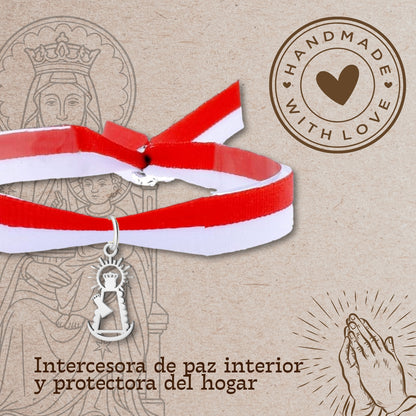 Pulsera Bandera cantabria con Colgante Virgen de la bien aparecida Acero Plateado
