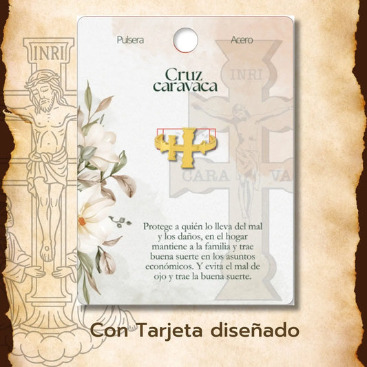 Anillo Cruz de Caravaca Ajustable en Acero Dorado - cotigo