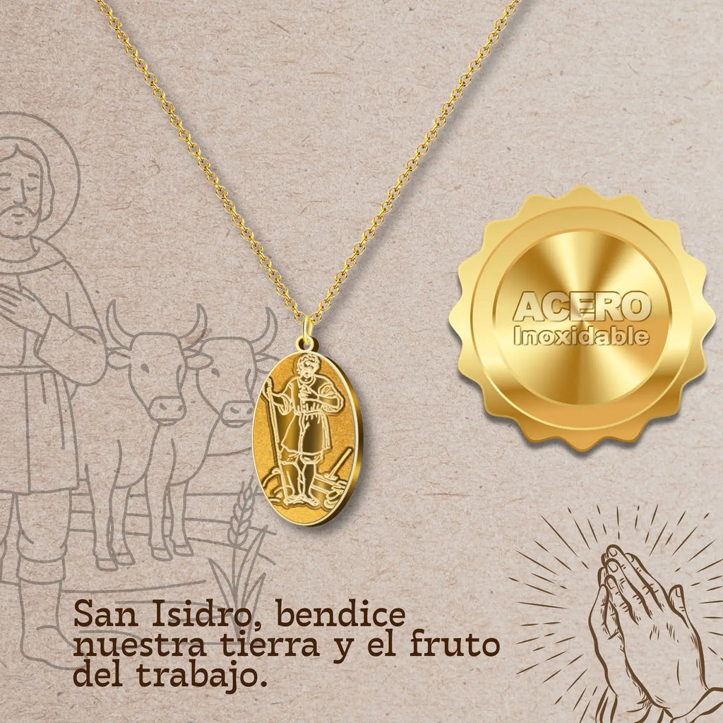 Colgante Acero SAN ISIDRO LABRADOR color Dorado - cotigo
