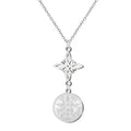 Collar de acero plateado con doble colgante: Nudo de Bruja y Medalla sólida de Tetragrammatón.