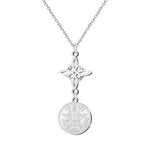 Collar de acero plateado con doble colgante: Nudo de Bruja y Medalla sólida de Tetragrammatón.