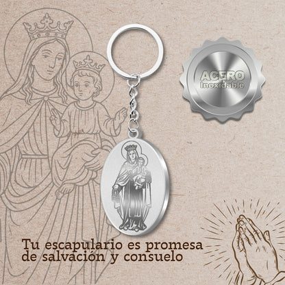 Llavero Virgen del Carmen Acero Inoxidable
