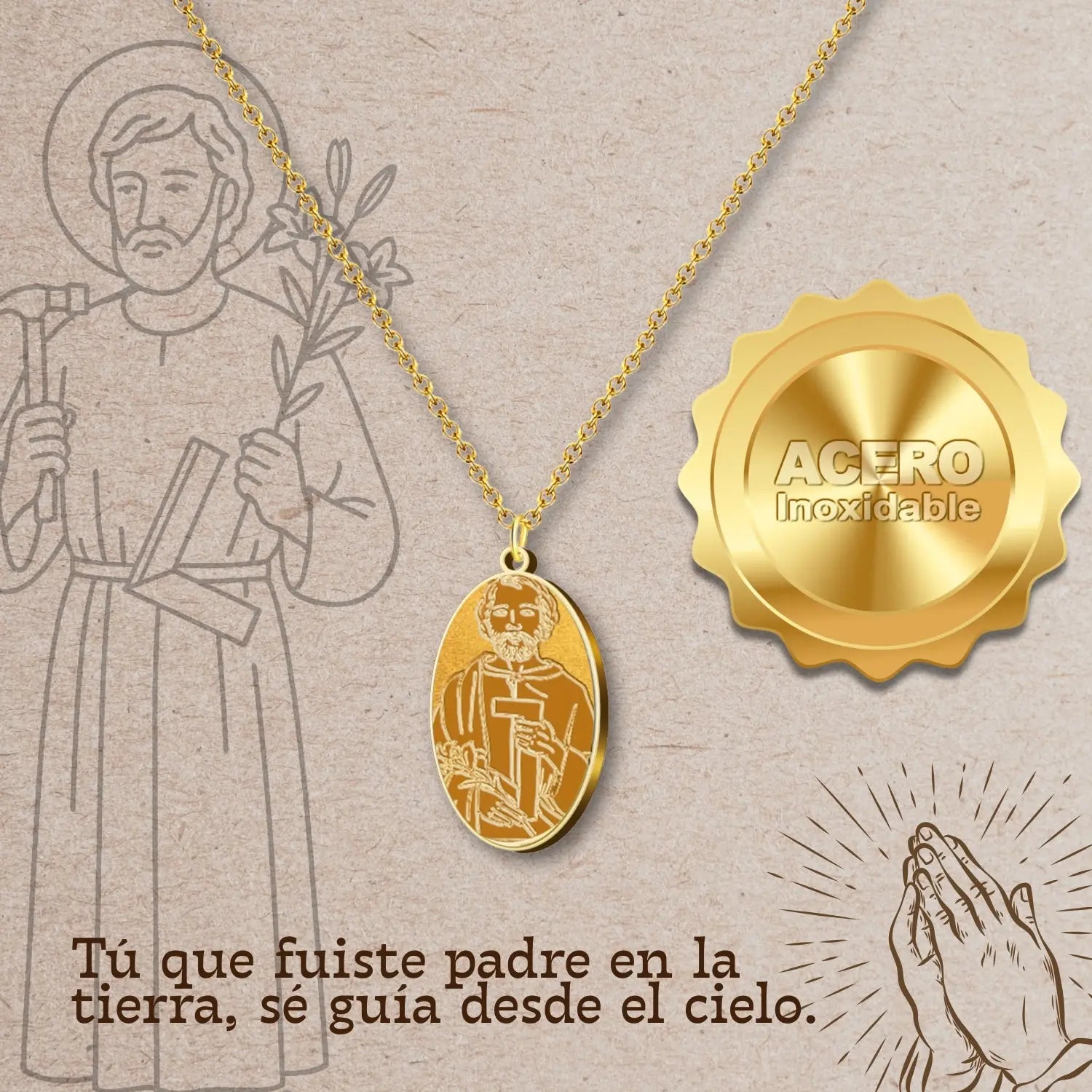 Colgante Acero SAN JOSE OBRERO color Dorado - cotigo