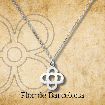 Colgante Flor de Barcelona Acero Plateado