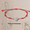 Pulsera roja de 7 nudos con medalla virgen de guadalupe acero plateado amuleto de proteccion contra envidia mujer y hombre