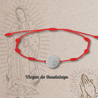Pulsera roja de 7 nudos con medalla virgen de guadalupe acero plateado amuleto de proteccion contra envidia mujer y hombre