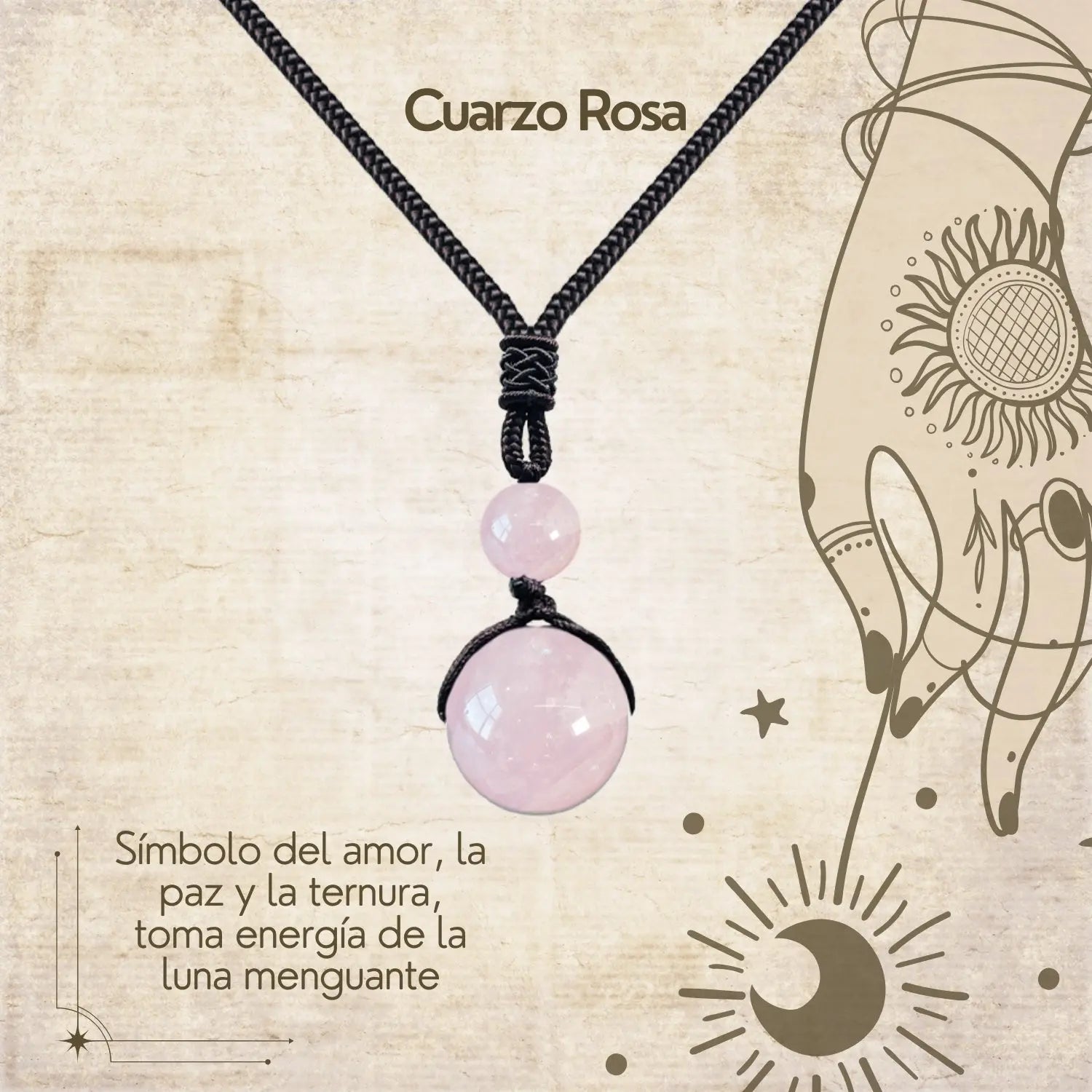 Colgante de piedra natural 14 mm 🌈 ¡Hecho a mano y con significado único! 🔮 Cuerda ajustable 40–70 cm - cotigo